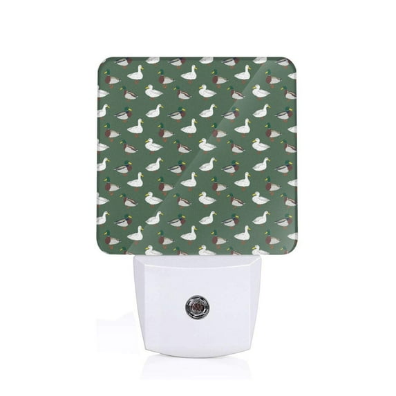 Pofeuu Colorful Mallard Duck Print Night Lights Plug into Wall with Dusk-to-Dawn Light Sensor, LED Nightlight for Bathroom, Adult, Hallway-
