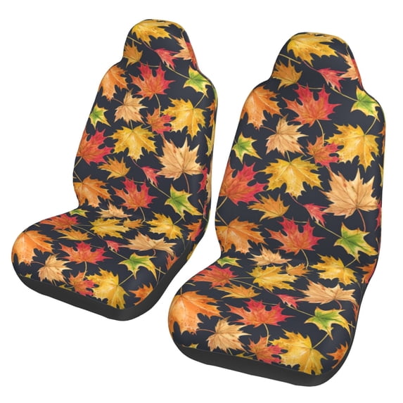 Pofeuu Colorful Maple Leaves Print Automotive Car Seat Covers Flat Cloth Full Set Seat Covers,Car Seat Covers front seats for Cars Trucks and SUVs(Two packs)