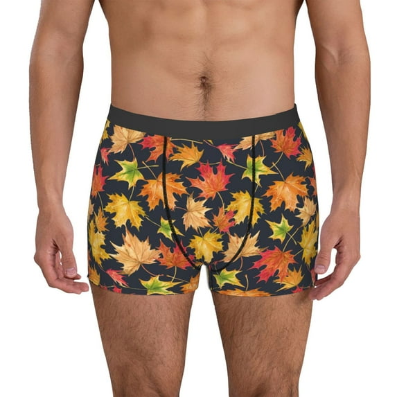 Pofeuu Colorful Maple Leaves Print Men’s Boxer Briefs, Moisture-Wicking Underwear, Regular,Trunk-XX-Large