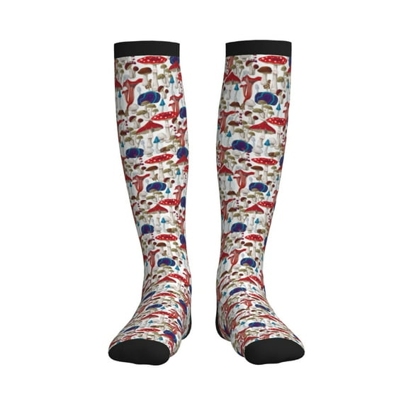 Pofeuu Colorful Mushrooms (2) Print Compression Socks for Women & Men Circulation - Best Support for Nurses,Running,Athletic,Sports