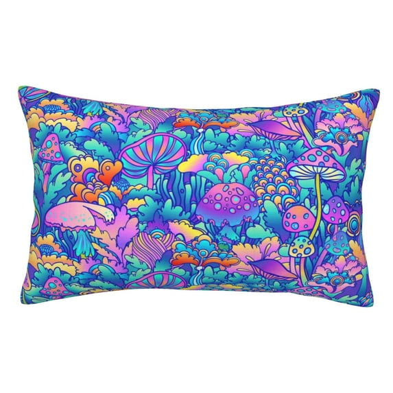 Pofeuu Colorful Mushrooms Print Polyester Microfiber Plush Pillowcases, Super Soft and Cozy Pillow Case Covers with Envelop Closure(Pillow core not included)-20"x30"