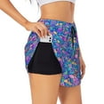 thumbnail image 1 of Pofeuu Colorful Mushrooms Print Women's Athletic Shorts Running Workout Shorts Tummy Control Quick Dry Gym Shorts with Pockets Double layer sports shorts-Large, 1 of 7