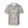 thumbnail image 1 of Pofeuu Colorful Numbers Print Hawaiian Shirt for Men Sleeves Casual Button Down Summer Beach Dress Shirts T-Shirts,X-Large, 1 of 7