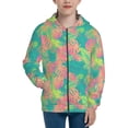 thumbnail image 1 of Pofeuu Colorful Palm Leaves Print Teenage Zipper Hoodie Sweatshirts Hooded Casual Jackets With Pocket For Boys Girls-Small, 1 of 6