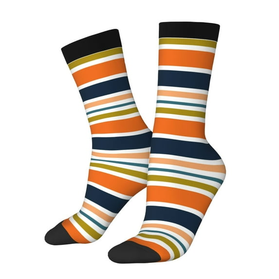 Pofeuu Colorful Pastel Stripes Print Crew Socks, Adult Running Hiking Socks for Youth and Adult