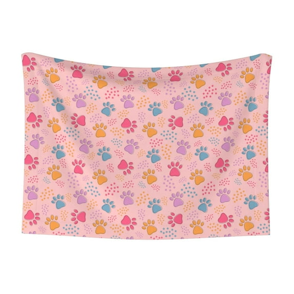 Pofeuu Colorful Pets Paws Print Puppy Blanket,Dog Blankets,Pet Blanket Cozy Cat Blankets for Indoor Cats, Fuzzy Pet Blanket for Kitten Doggy Dog Blankets-Large