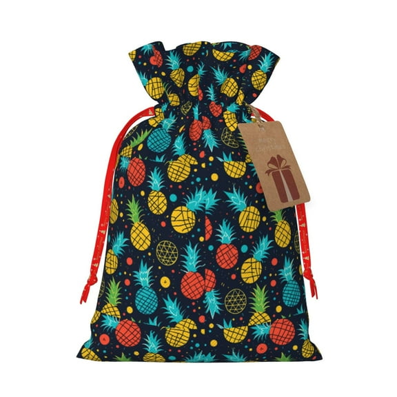 Pofeuu Colorful Pineapple Print Burlap Bags with Drawstrings Drawstring Gift Bags Pouch Bag for Thankgiving Birthday Party Gift Wrapping Treats and Party Favors-Small