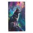 thumbnail image 1 of Pofeuu Colorful Plant Wolf Print Hand Towel 27.5" x 16" Soft Absorbent Towel for Bathroom SPA Gym Hotel, 1 of 6