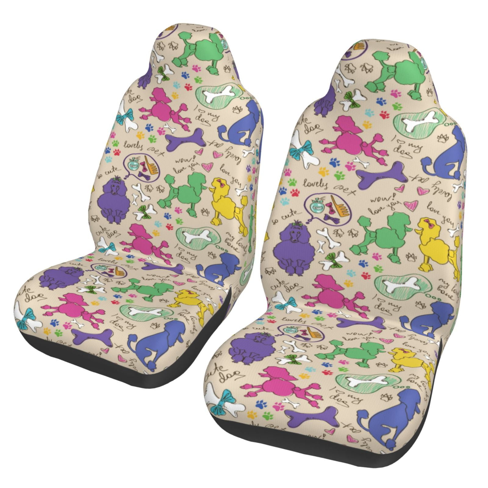 Pink Poodle Dog Car Seat Covers main image 0