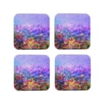 thumbnail image 1 of Pofeuu Colorful Purple Cosmos Flower Print Coasters for Drinks, 4Pack PU Leather Coasters, Bar Drink Coasters for Tabletop Protection, Furniture from Damage-Square, 1 of 6