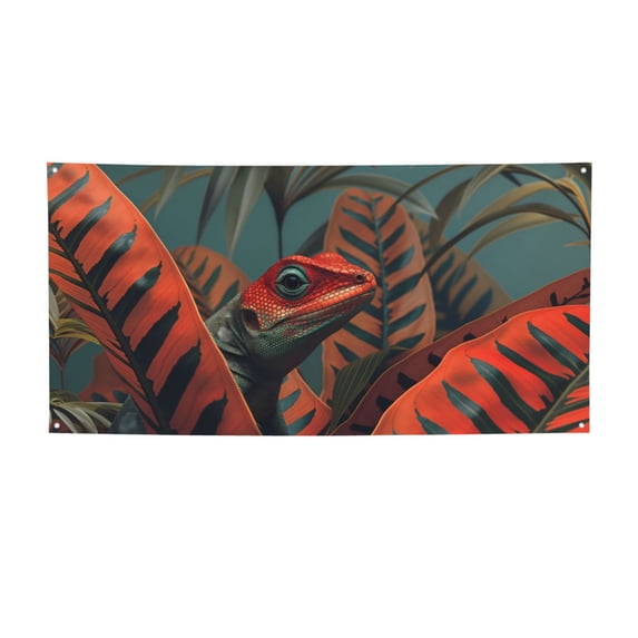 Pofeuu Colorful Reptile And Leaves Print Colorful Yard Festival Banner Sign Party Outdoor & Indoor Party Decoration Banne Festival Yard Sign-Medium
