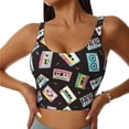 thumbnail image 1 of Pofeuu Colorful Retro Tape Print Sports Bra for Women Sexy Vest Yoga Running Gym Fitness Crop Bras Tops-X-Large, 1 of 8