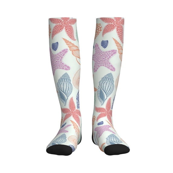 Pofeuu Colorful Seashells Print Compression Socks for Women & Men Circulation - Best Support for Nurses,Running,Athletic,Sports