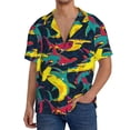 thumbnail image 1 of Pofeuu Colorful Sharks Print Mens Casual Short Sleeve Shirts Beach Summer Spread Collar Pocket Tops Men's Casual Short-sleeved Shirt-4X-Large, 1 of 5