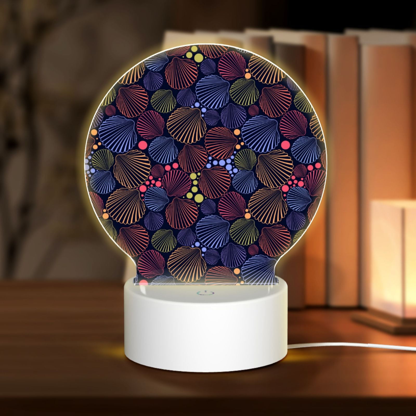 Pofeuu Colorful Shells Print LED Christmas Night Light Lamp Base Gift ...