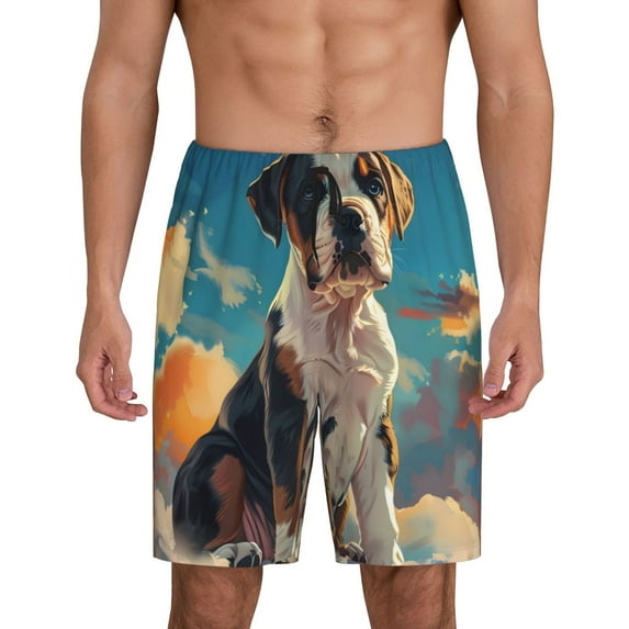 Pofeuu Colorful Sky Puppy Print Men's Soft Woven Elastic Waistband Sleep Pajama Short-XX-Large