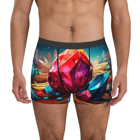 Pofeuu Colorful Stone World Print Men’s Boxer Briefs, Moisture-Wicking Underwear, Regular,Trunk-Small