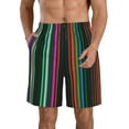 thumbnail image 1 of Pofeuu Colorful Stripes Prin Men's Swim Trunks Quick Dry Bathing Suit Swimming Board Shorts Mesh Lining Beach Swimwear-, 1 of 6