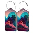thumbnail image 1 of Pofeuu Colorful Surreal Landscape Print Luggage Tags, Privacy Cover ID Label with Stainless Steel Loop and Address Card for Travel Bag Suitcase-4 PCS, 1 of 5