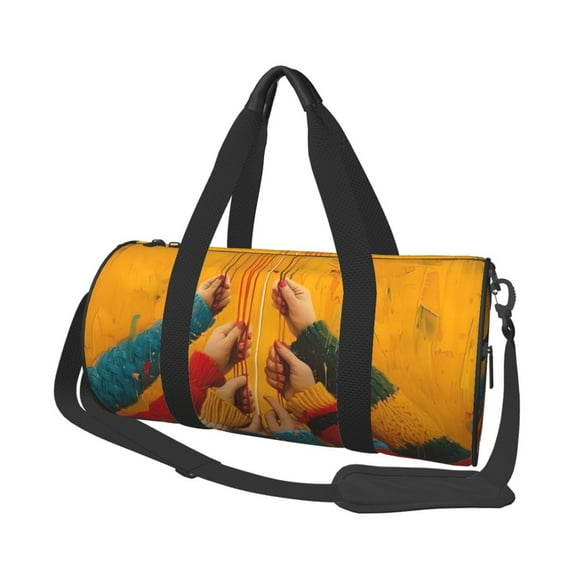 Pofeuu Colorful Sweaters And Strings Print Travel Duffel Bag,Sports Tote Gym Bag,Shoulder Weekender Overnight Bag for Women Gym Bag