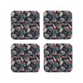 thumbnail image 1 of Pofeuu Colorful Tropical Leaves Print Coasters for Drinks, 4Pack PU Leather Coasters, Bar Drink Coasters for Tabletop Protection, Furniture from Damage-Square, 1 of 6
