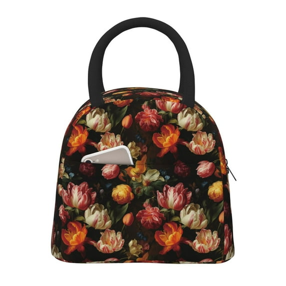 Pofeuu Colorful Tulips Print Lunch Bag for Adult Insulated Lunch Box,Leakproof Cooler Food Lunch Containers Reusable High Capacity Lunch Tote Bags-One Size