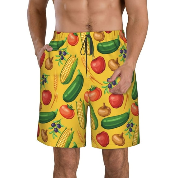 Pofeuu Colorful Vegetables Prin Men's Swim Trunks Quick Dry Bathing Suit Swimming Board Shorts Mesh Lining Beach Swimwear-Large