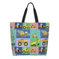 thumbnail image 1 of Pofeuu Construction Machinery Print Reusable Grocery Bags - Washable, Foldable, Packable Tote, Large Handles, Heavy Duty, Zippered Top Pouch, 1 of 8