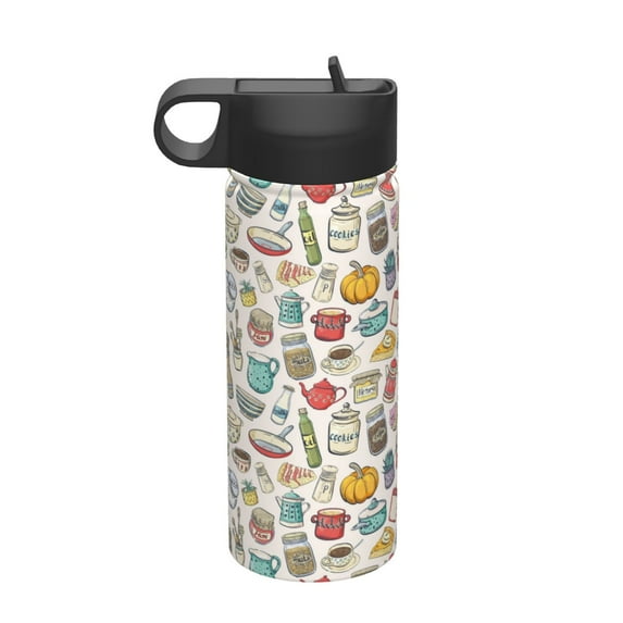 Pofeuu Cooking Utensils Print 18oz Sports Insulated Kettle, Sports Bottle Water Bottles For Men Women For Gym Hiking Camping Running Mountain Bike Outdoor Sports