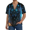 thumbnail image 1 of Pofeuu Cool Blue Light Wolf Print Mens Casual Short Sleeve Shirts Beach Summer Spread Collar Pocket Tops Men's Casual Short-sleeved Shirt-Large, 1 of 5
