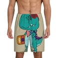thumbnail image 1 of Pofeuu Cool Dino Playing Skateboard Print Men's Soft Woven Elastic Waistband Sleep Pajama Short-Small, 1 of 6