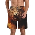 thumbnail image 1 of Pofeuu Cool Fire Lion Prin Men's Swim Trunks Quick Dry Bathing Suit Swimming Board Shorts Mesh Lining Beach Swimwear-X-Large, 1 of 6