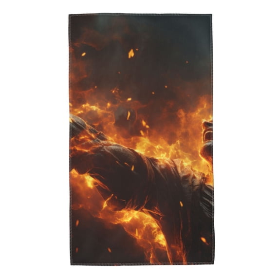 Pofeuu Cool Fire Man Print Hand Towel 27.5" x 16" Soft Absorbent Towel for Bathroom SPA Gym Hotel