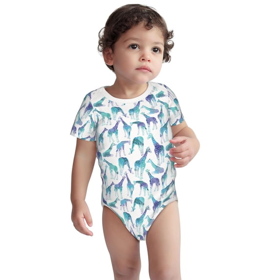 Pofeuu Cool Giraffe Print Baby Boys Short-Sleeve Bodysuit,Just Born Unisex Baby Short Sleeve Bodysuits Undershirt-18 Months
