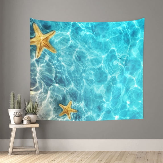 Pofeuu Coral And Seashell On The Beach Print Wall Tapestry Decoration Wall Hanging Tapestry 60 x 51 Inch