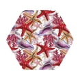 thumbnail image 1 of Pofeuu Coral Reef Print Leather Coasters Set of 6, Round Cups Mugs Mat Pad for Home Kitchen Heat Resistant Drink Coasters,Hexagon, 1 of 7