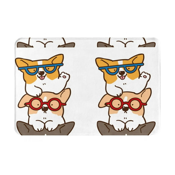 Pofeuu Corgi Dog2 Print Flannel Doormats Rug16"x24"Rug Washable Doormats Indoor Outdoor Rugs for Layered Front Door Mats, Porch, Kitchen, Entryway