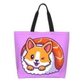 thumbnail image 1 of Pofeuu Corgi In Sushi Roll Print Reusable Grocery Bags - Washable, Foldable, Packable Tote, Large Handles, Heavy Duty, Zippered Top Pouch, 1 of 8