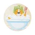 thumbnail image 1 of Pofeuu Corgi In The Shower Cap Bathing Print Leather Coasters Set of 6, Round Cups Mugs Mat Pad for Home Kitchen Heat Resistant Drink Coasters,Round Shape, 1 of 7