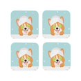 thumbnail image 1 of Pofeuu Corgi With Towel Ans Slice Cucumber Print Coasters for Drinks, 4Pack PU Leather Coasters, Bar Drink Coasters for Tabletop Protection, Furniture from Damage-Square, 1 of 6