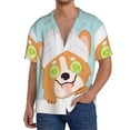 thumbnail image 1 of Pofeuu Corgi With Towel Ans Slice Cucumber Print Mens Casual Short Sleeve Shirts Beach Summer Spread Collar Pocket Tops Men's Casual Short-sleeved Shirt-3X-Large, 1 of 5