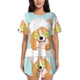 thumbnail image 1 of Pofeuu Corgi With Towel Ans Slice Cucumber Print Women's Pajama Set Short/Shorts Soft Button PJs Elastic Drawstring Waist Sleepwear-3X-Large, 1 of 6