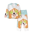 thumbnail image 1 of Pofeuu Corgi With Towel Ans Slice Cucumber Print Womens Pajamas Set Long Sleeve Sleepwear Button Down Nightwear Soft Pj Lounge Sets Button Down Pajamas Women-Large, 1 of 7