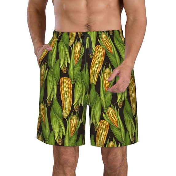 Pofeuu Corn 2 Prin Men's Swim Trunks Quick Dry Bathing Suit Swimming Board Shorts Mesh Lining Beach Swimwear-3X-Large