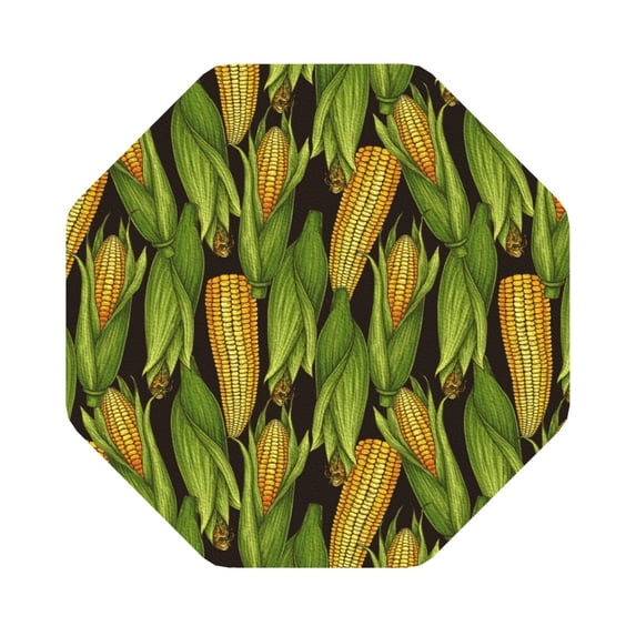 Pofeuu Corn 2 Print Leather Coasters Set of 6, Round Cups Mugs Mat Pad for Home Kitchen Heat Resistant Drink Coasters,Octagon