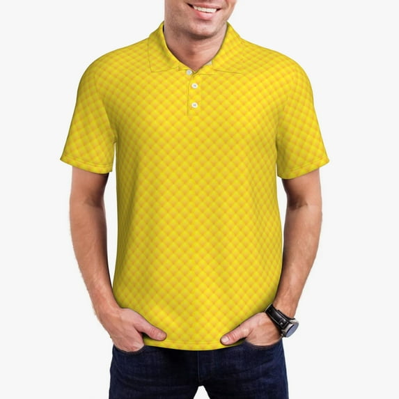 Pofeuu Corn 3 Print Men's Loose Fit Midweight Short-Sleeve Pocket Polo-Small