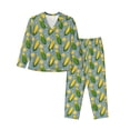 thumbnail image 1 of Pofeuu Corn On The Leaves Print Womens Pajamas Set Long Sleeve Sleepwear Button Down Nightwear Soft Pj Lounge Sets Button Down Pajamas Women-Large, 1 of 7