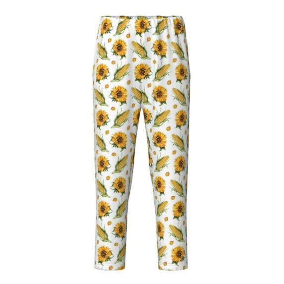Pofeuu Corn Sunflowers Print Teenagers' Pajama Pants, Soft Lounge Pajama Pants with big pockets for Men Plaid Pj Bottoms-Medium