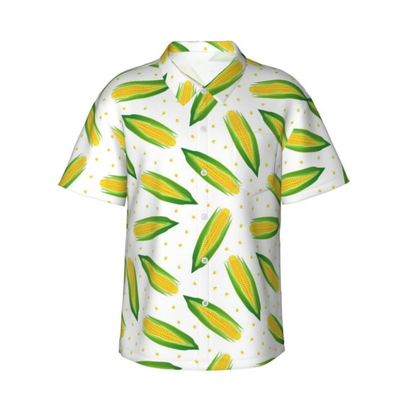 Pofeuu Corns Print Hawaiian Shirt for Men Sleeves Casual Button Down Summer Beach Dress Shirts T-Shirts,Medium