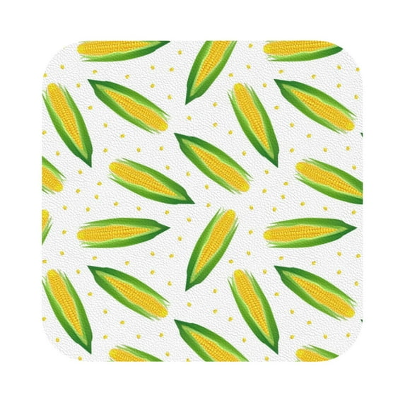 Pofeuu Corns Print Leather Coasters Set of 6, Round Cups Mugs Mat Pad for Home Kitchen Heat Resistant Drink Coasters,Square